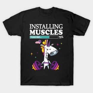 Unicorn Installing muscles please wait T-Shirt